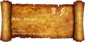 Nán Jolán névjegykártya